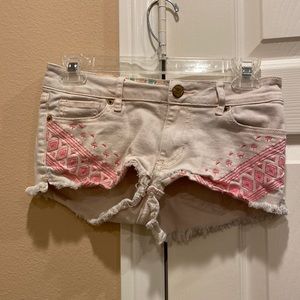 Roxy denim Aztec embroidered shorts